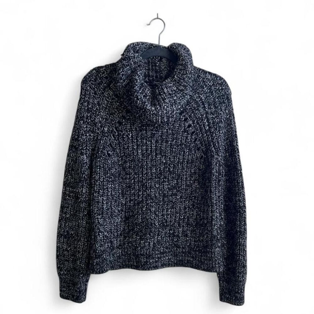 Kendall & Kylie Black White Chunky Knit Cowl Neck Sweater Women's Size Small